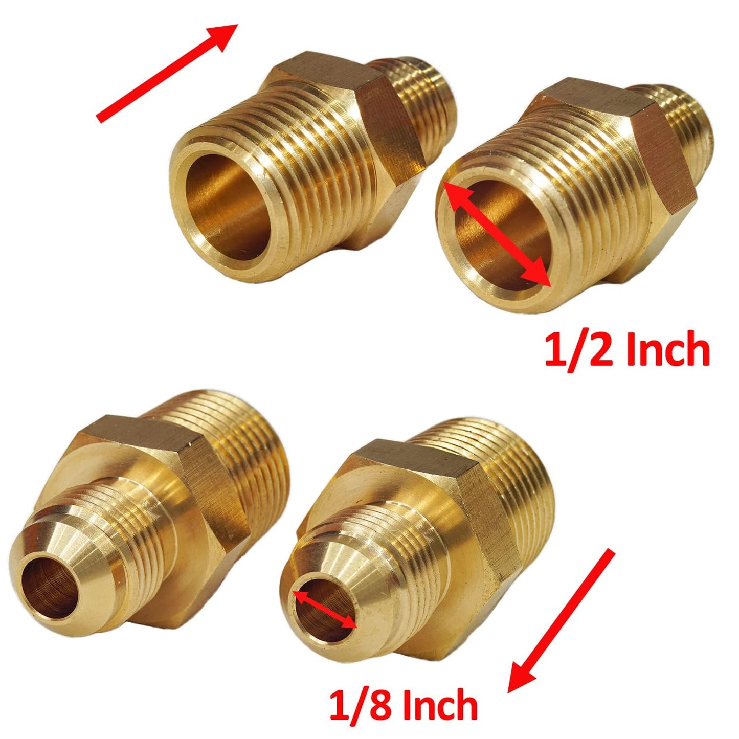 1/2 inch Gas Pressure Regulator,1/2 inch Propane Regulator w/2 Brass Adapters (1/2"x 1/4"), NG/LPG Convertible,1/2" PSI Inlet, 5-10" WC Outlet - Ideal for Gas Grill, Heater, Oven, Stove & Cooktops