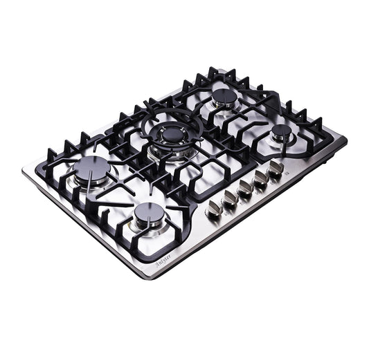 Anlyter 30 Inch Gas Cooktop, 5 Burners Built-in Gas Stovetop Stainless Steel LPG/NG Gas Stove Dual Fuel Sealed Gas Hob with Wok Stand and Pressure Regulator