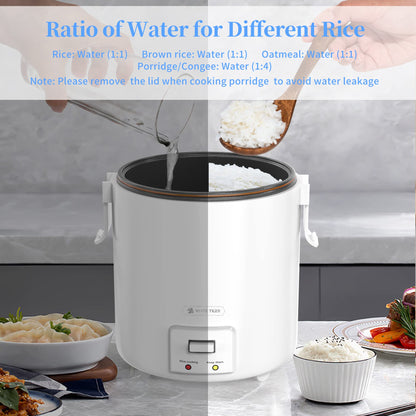 1.0L Mini Rice Cooker,WHITE TIGER Portable Travel Steamer Small,15 Minutes Fast Cooking, Removable Non-stick Pot, Keep Warm, Suitable For 1-2 People - For Cooking Soup, Rice, Stews & Oatmeal