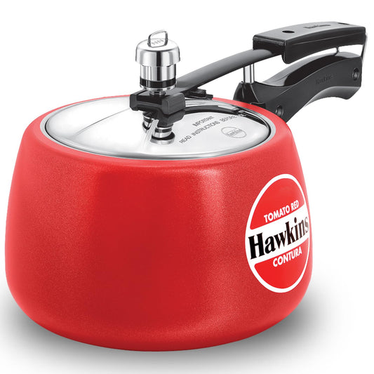 Hawkins Ceramic Coated Contura Pressure Cooker, 3 L, Red