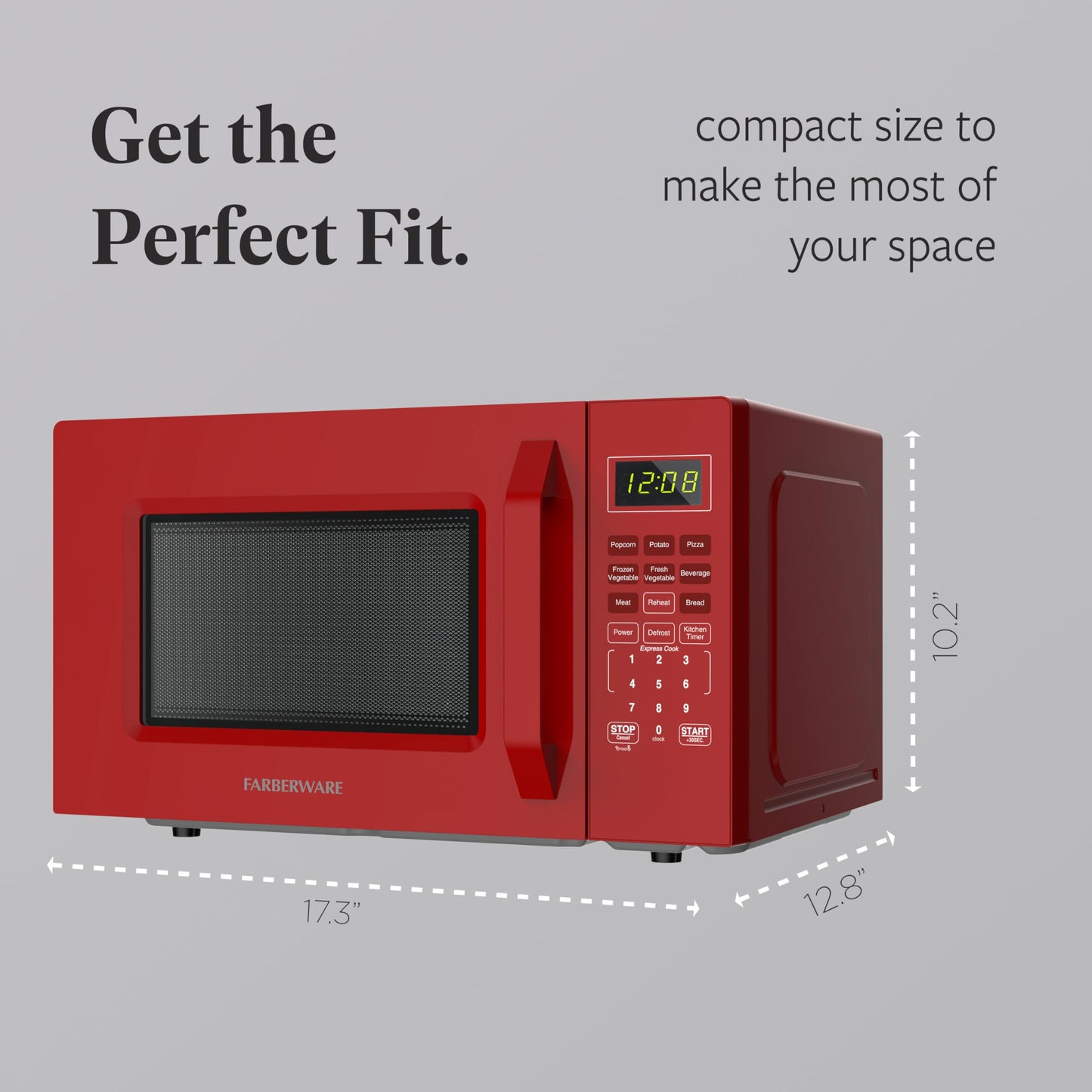 Farberware FMO11WEIRD Countertop Oven Compact Microwave with Child-Lock, Reheat Function, Express Cook, and Kitchen Timer, 1.1 Cu. Ft, Red