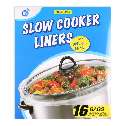 16 Bags Slow Cooker Liners, Disposable Multi Use Cooking Bags,Large Size Fit 3QT to 8QT, Plastic Bags for Slow Cooker, Pans, Aluminum Cooking Trays, BPA Free-13 x 21 Inches, 3 quarts (16)