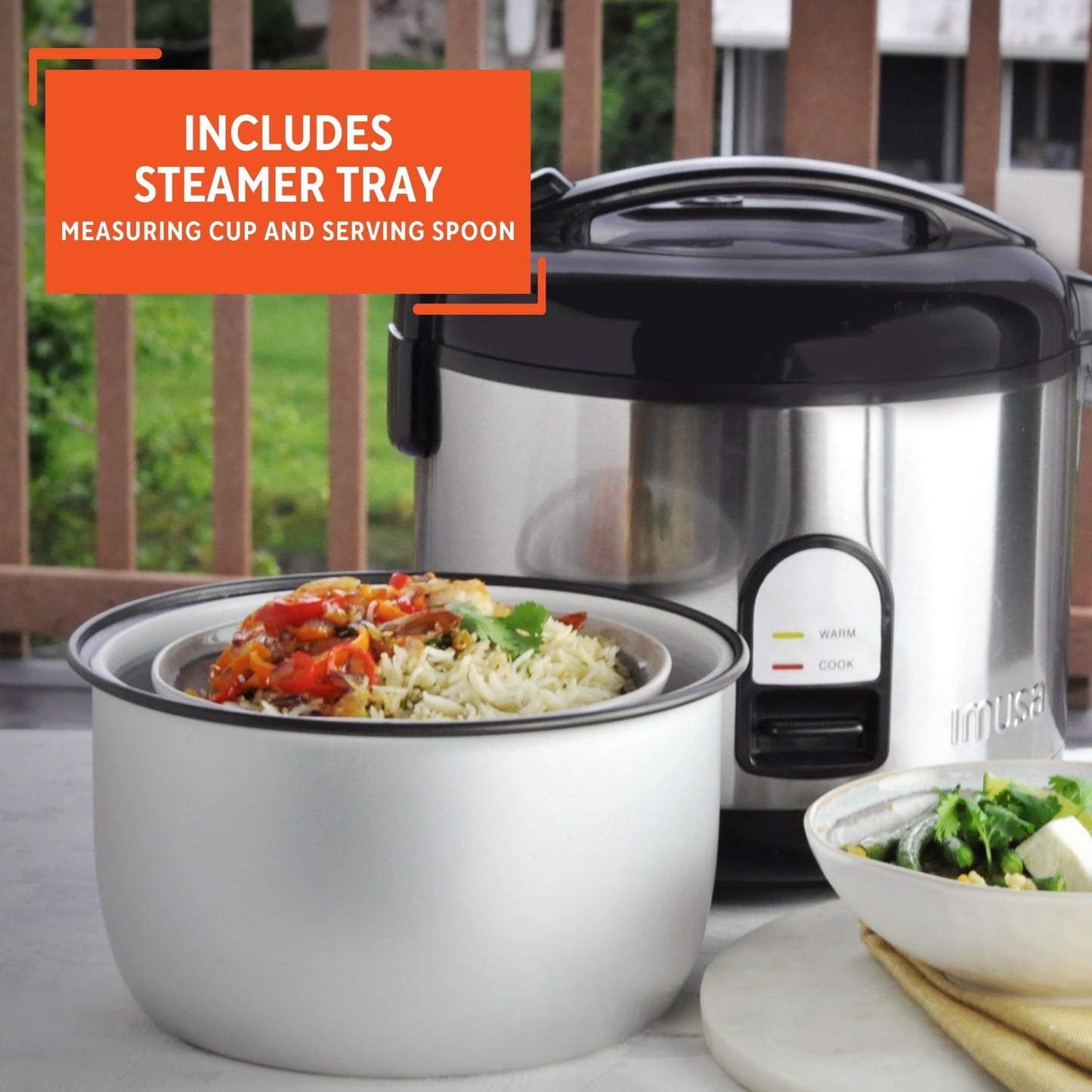 IMUSA 10cup Deluxe Stainless Steel Electric Rice Cooker with Steam Tray