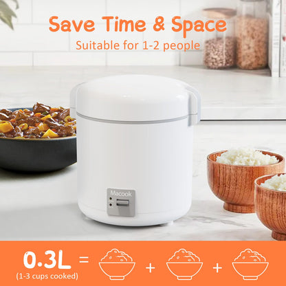 Rice Cooker Small 1-1.5 Cups Uncooked(3 Cups Cooked), Mini Rice Cooker with Removable Nonstick Pot, One Touch&Keep Warm Function, Travel Rice Cooker for Soup Grain Oatmeal Veggie, White