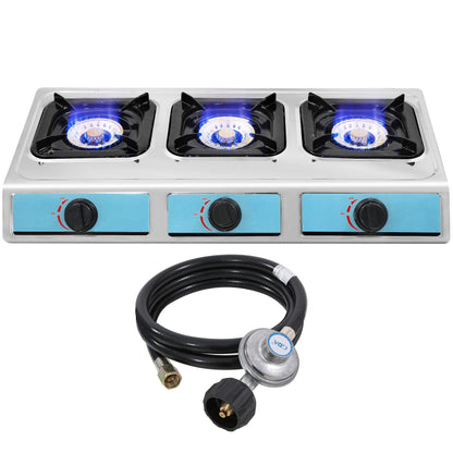 Propane Gas Stove,3 Burner Gas StovePortable Gas Stove Auto Ignition Camping Stainless Steel Stove 3 Burner LPG for RV, Apartment,Outdoor