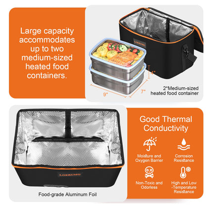 Portable Electric Lunch Box Food Warmer, Mini Personal Microwave Heated Portable Oven, Heated Lunch Box for Outdoor Cooking, Reheating Food for Work, Picnic, Camping, Fishing, and Car or Truck Trips