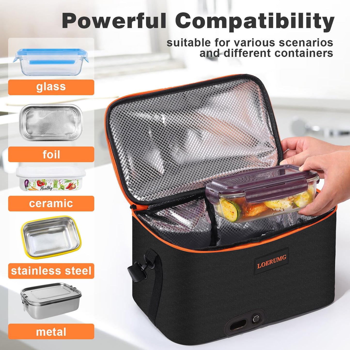 Portable Electric Lunch Box Food Warmer, Mini Personal Microwave Heated Portable Oven, Heated Lunch Box for Outdoor Cooking, Reheating Food for Work, Picnic, Camping, Fishing, and Car or Truck Trips