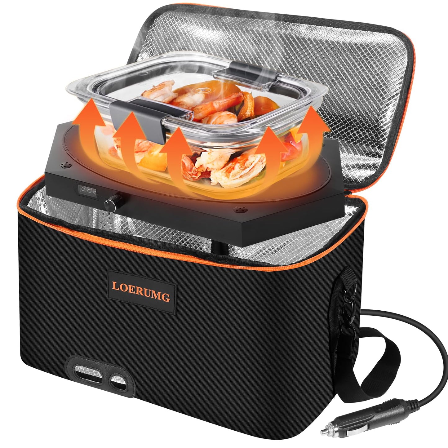 Portable Electric Lunch Box Food Warmer, Mini Personal Microwave Heated Portable Oven, Heated Lunch Box for Outdoor Cooking, Reheating Food for Work, Picnic, Camping, Fishing, and Car or Truck Trips