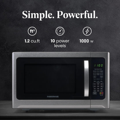 Farberware Countertop Microwave Oven with Sensor Cooking, 1.2 cu. Ft, Stainless Steel