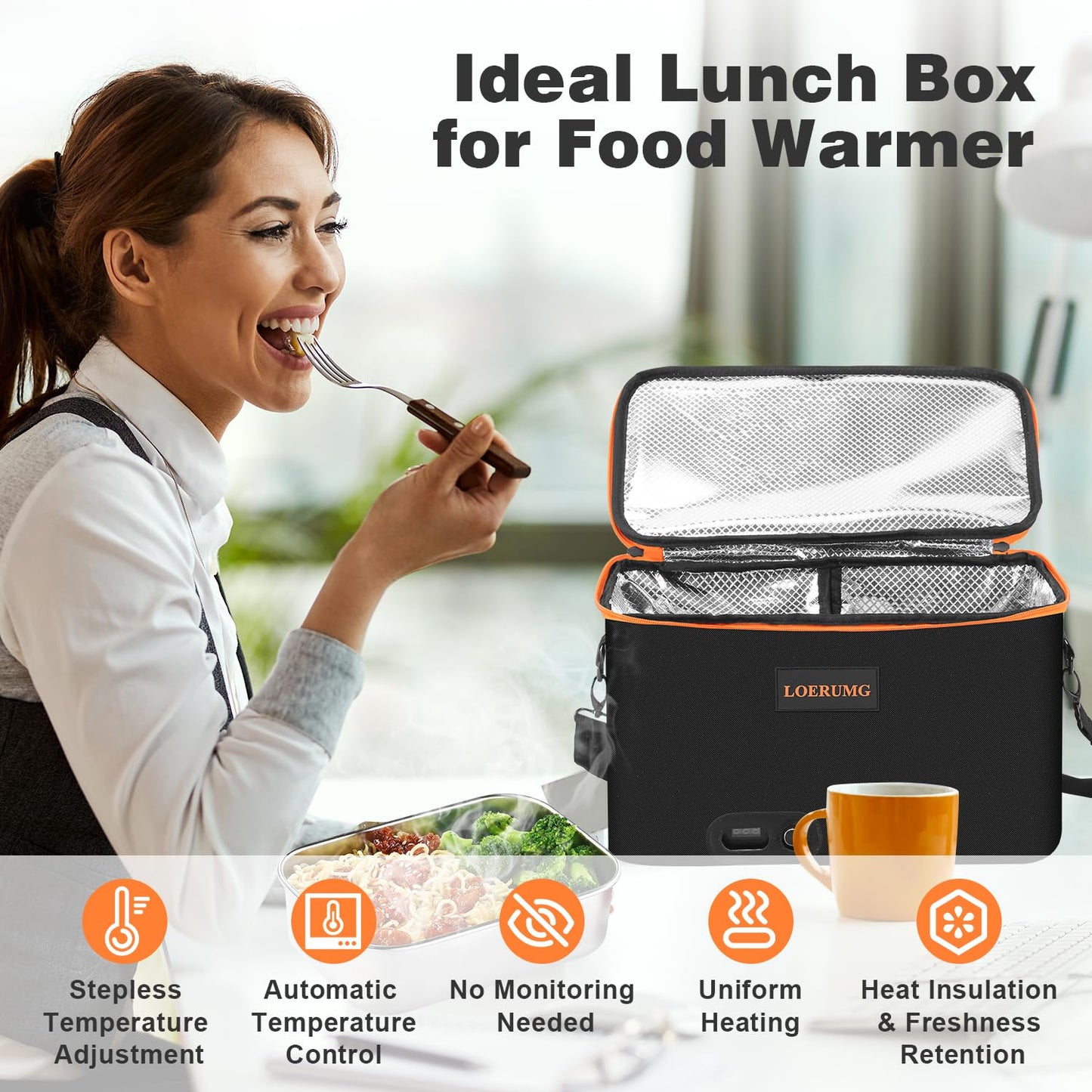 Portable Electric Lunch Box Food Warmer, Mini Personal Microwave Heated Portable Oven, Heated Lunch Box for Outdoor Cooking, Reheating Food for Work, Picnic, Camping, Fishing, and Car or Truck Trips