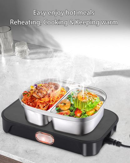 tuhood Portable Oven,4 in1 Portable Food Warmer,12/24/110/220V Heated Lunch Box Mini Microwave Food Warmer for Reheat or Cooking Food in Car Truck Work Office (Black)