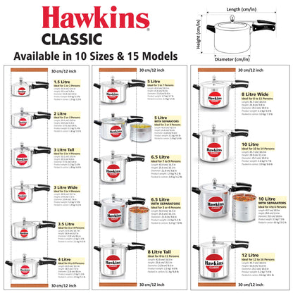 Hawkins Classic Aluminum Pressure Cooker, 4 Litre