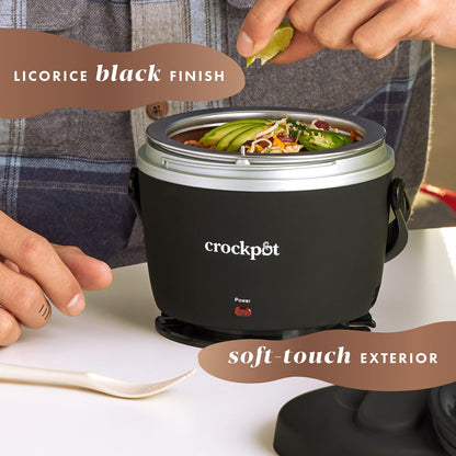 Crock-Pot Electric Lunch Box, 20-Ounce Portable Food Warmer, Black Licorice, Perfect for Travel, On-the-Go & Office Use | Stylish, Spill-Free & Dishwasher-Safe | Ideal Men & Women's Gifts