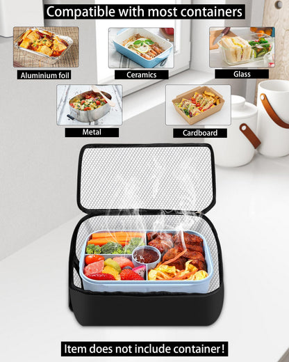 tuhood Portable Oven,4 in1 Portable Food Warmer,12/24/110/220V Heated Lunch Box Mini Microwave Food Warmer for Reheat or Cooking Food in Car Truck Work Office (Black)