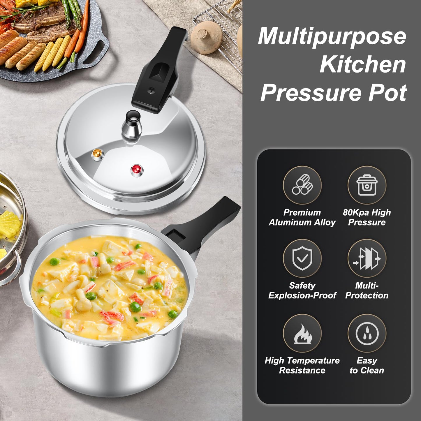 Serlium Small Pressure Cooker, 3.17 Quart Aluminum Alloy Pressure Cooker 18cm/7inch Bottom 3L Mini Pressure Cooker for Gas Stove Induction Cooker