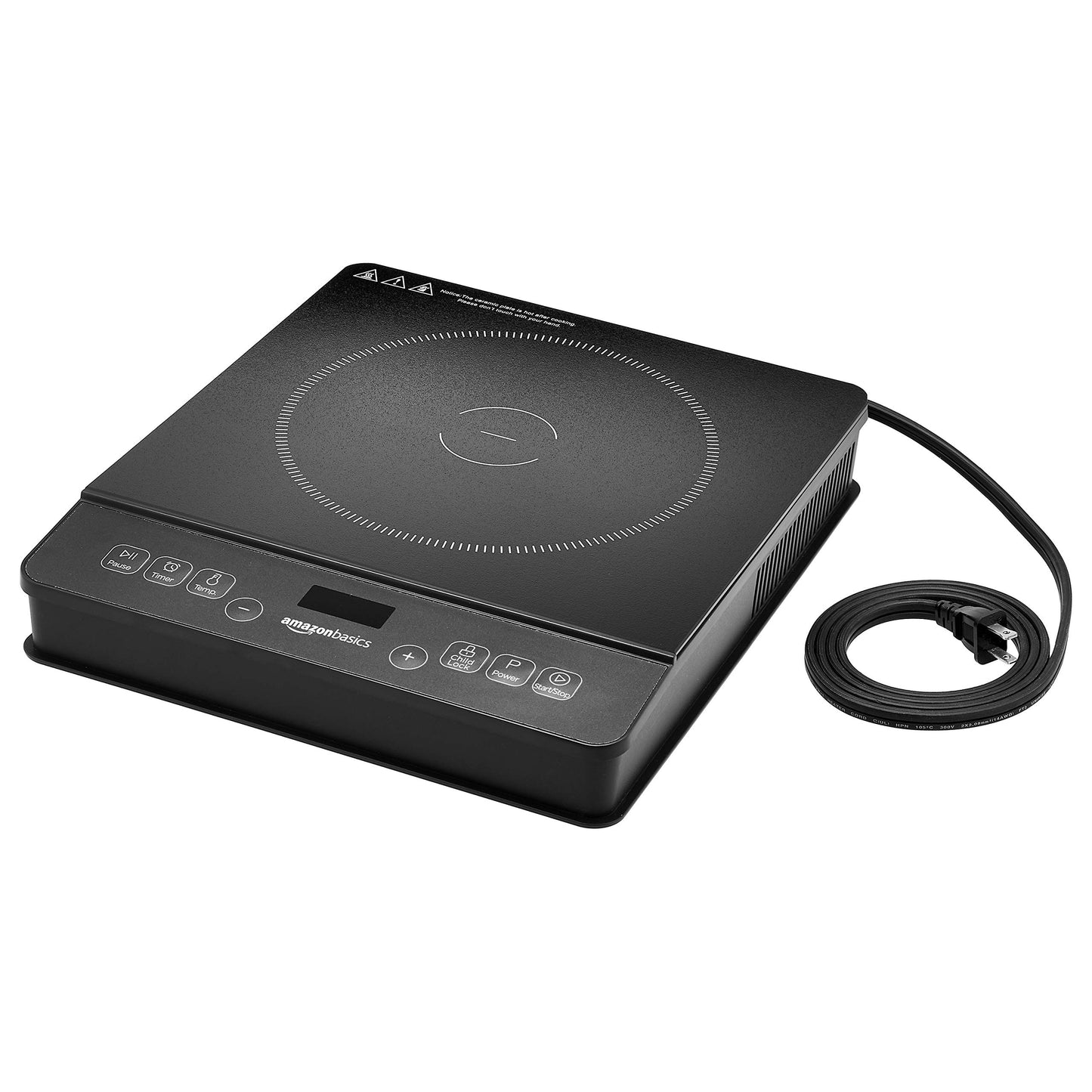 Amazon Basics 1800W Portable Induction Cooktop Burner, medium, Black