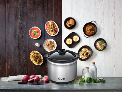 Mini Slow Cooker 0.65qt(20oz) warmer with 10 pcs food safe liners, fondue pot set,chocolate melting pot (stainless steel)