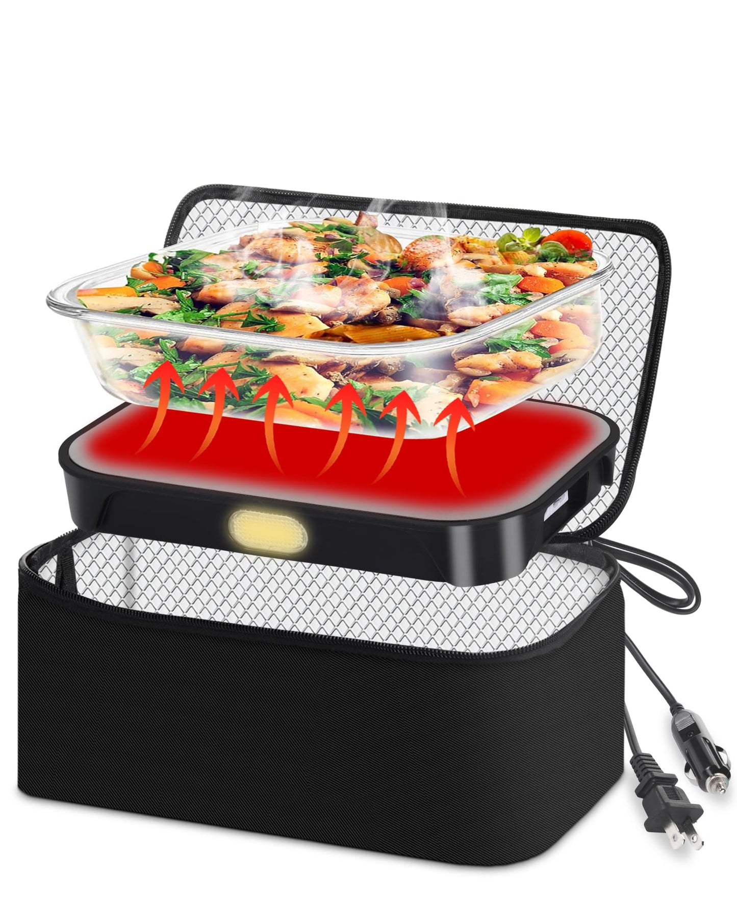 Dosevita Portable Oven Electric Lunch Box Food Heater 12V/24V/110V 3-In-1 Car Food Warmer,Mini Portable Microwave Heated Lunch Box Warmer for Office,Car,Truck,Travel,Home