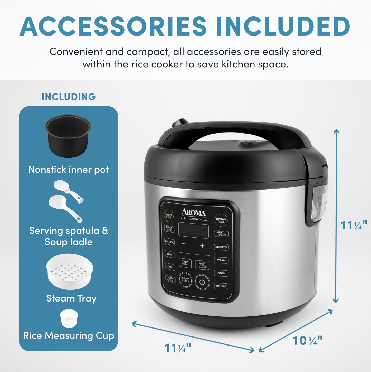 Aroma Housewares ARC-5200SB 2O2O Model Rice & Grain Cooker, Sauté, Slow Cook, Steam, Stew, Oatmeal, Risotto, Soup, 20 Cup 10 Cup uncooked, Stainless Steel