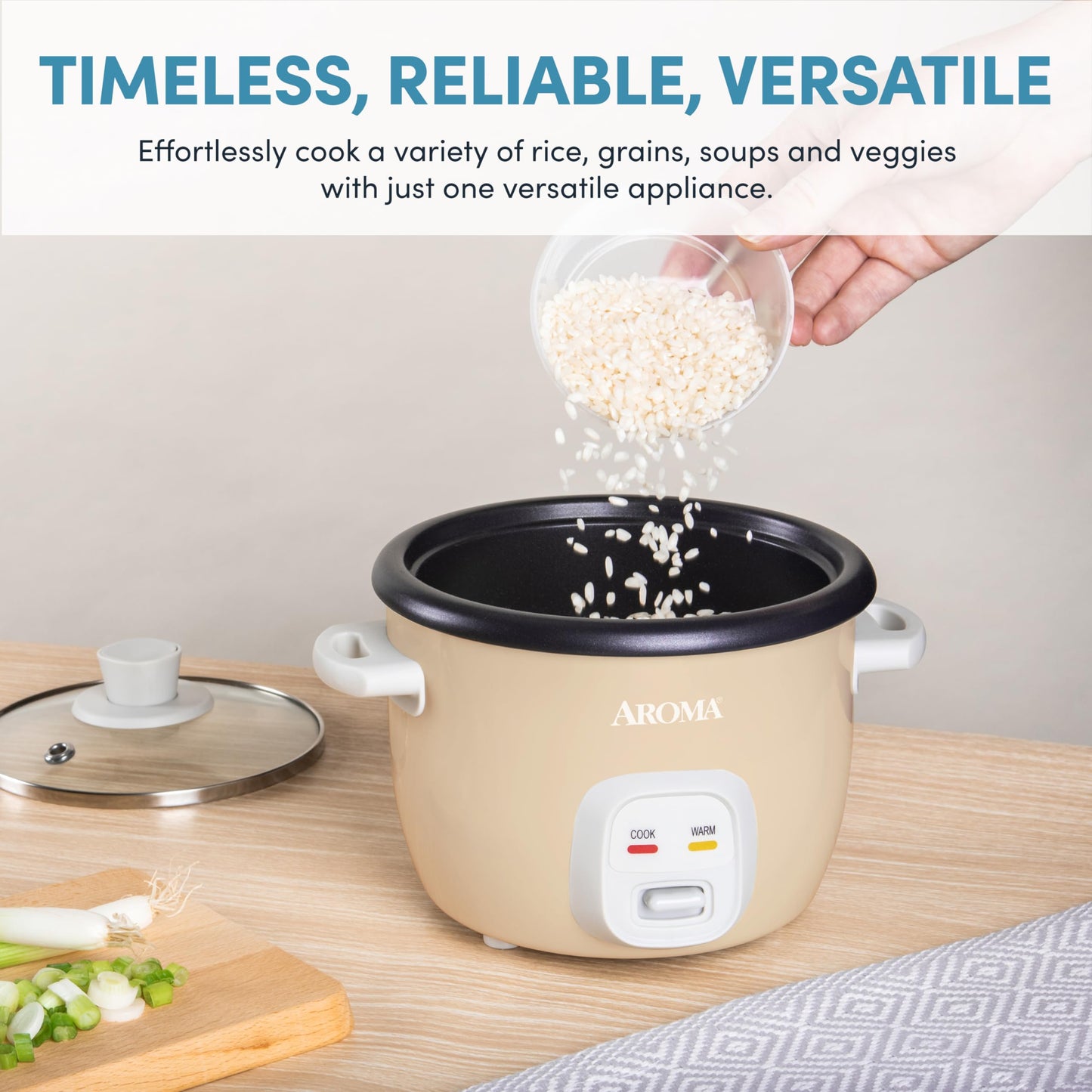 AROMA® Mini Rice Cooker, 2-Cup (Uncooked) / 4-Cup (Cooked), Grain Cooker, Soup Maker, Oatmeal Cooker, Auto Keep Warm, 1 Qt, Milk Tea color