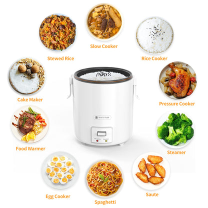 1.0L Mini Rice Cooker,WHITE TIGER Portable Travel Steamer Small,15 Minutes Fast Cooking, Removable Non-stick Pot, Keep Warm, Suitable For 1-2 People - For Cooking Soup, Rice, Stews & Oatmeal