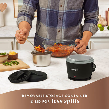 Crock-Pot Electric Lunch Box, 20-Ounce Portable Food Warmer, Black Licorice, Perfect for Travel, On-the-Go & Office Use | Stylish, Spill-Free & Dishwasher-Safe | Ideal Men & Women's Gifts